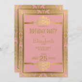 Goldene Romantik 1920er Jahre Art Déco Einladung z (Vorne/Hinten)