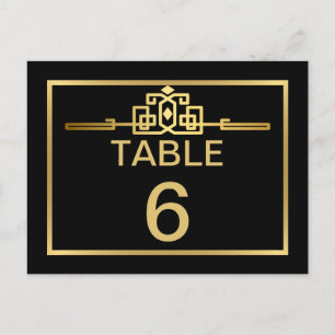 Goldene Romantik Art Deco Tischnummer Card