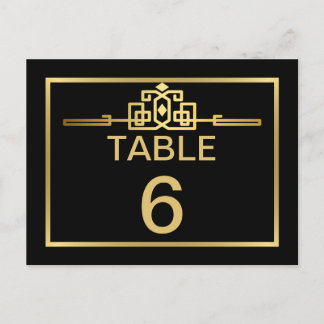 Goldene Romantik Art Deco Tischnummer Card