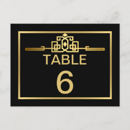 Goldene Romantik Art Deco Tischnummer Card