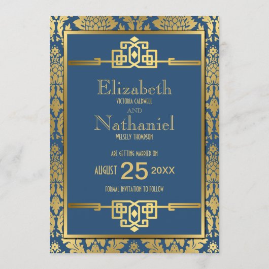 Goldene Romantik der 20er Jahre Art Déco Save the  Save The Date (Vorderseite)