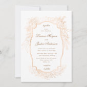 Goldene romantische, blumenreiche Einladung zur Ho (Vorderseite)