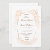 Goldene romantische, blumenreiche Einladung zur Ho (Vorne/Hinten)