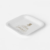 Goldene romantische Kalligrafie Frohe Weihnachtsfe Pappteller (Gewinkelt)