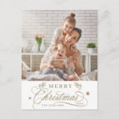 Goldene romantische Kalligrafie Frohe Weihnachtsze Postkarte (Vorderseite)