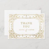 Goldene romantische verzierte Hochzeit Dankeskarte (Vorne/Hinten)