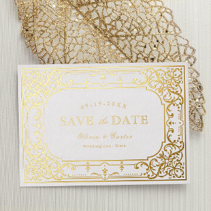 Goldene romantische verzierte Hochzeit Folieneinladung