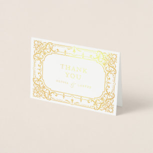 Goldene romantische verzierte Hochzeit Folienkarte