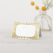 Goldene romantische verzierte Hochzeit Platzkarte (Vorderseite)