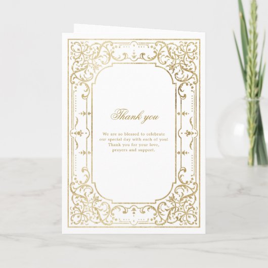 Goldene romantische verzierte Hochzeit Programm (Rückseite)