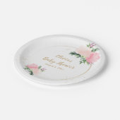 Goldene Rosa Bläserbaby-Dusche Pappteller (Schrägansicht)