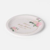 Goldene Rosa Bläserbaby-Dusche Pappteller (Schrägansicht)