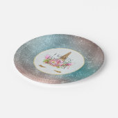 Goldene Rosa Blumenzwiebeln Geburtstag Pappteller (Schrägansicht)