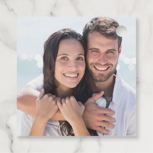 Goldene rosa Blush Bloral Wedding Geschenkanhänger (Rückseite)