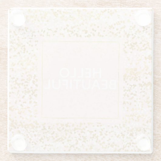 Goldene Rosa Confetti Glasuntersetzer (Rückseite)