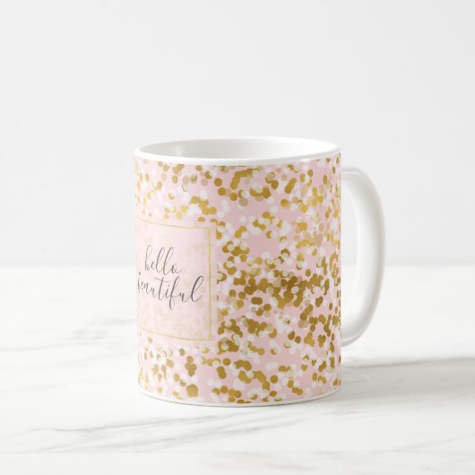 Goldene Rosa Confetti Kaffeetasse (VorderseiteRechts)