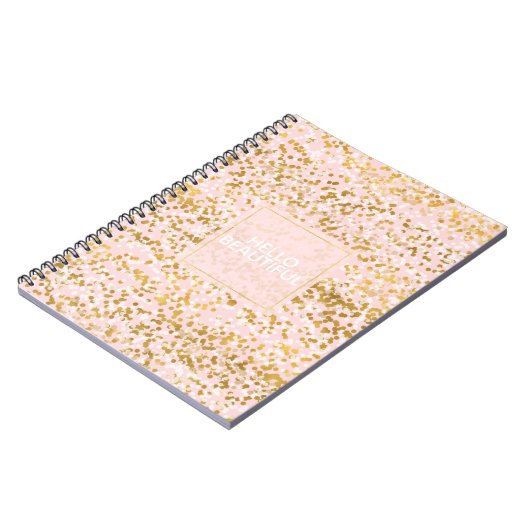Goldene Rosa Confetti Notizblock (Linke Seite)