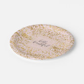 Goldene Rosa Confetti Pappteller (Schrägansicht)