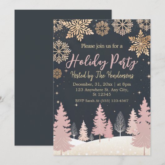 Goldene Rosa Feier Einladung (Vorne/Hinten)