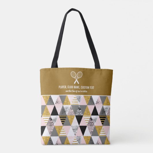Goldene rosa geometrische Print-Rackets für Tennis Tasche (Rückseite)