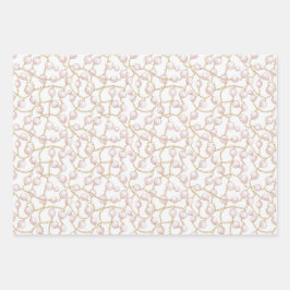 Goldene rosa glamouröse Perlen Geschenkpapier Set