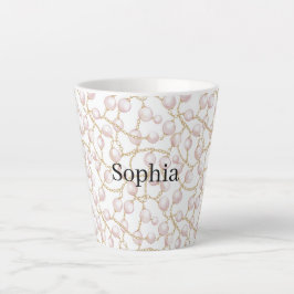 Goldene rosa glamouröse Perlen Milchtasse