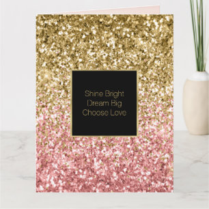 Goldene Rosa Glitzy Glitzer Sparkle       Karte