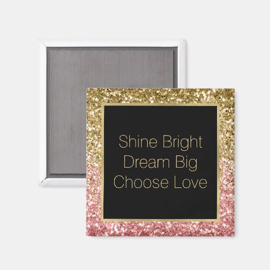 Goldene Rosa Glitzy Glitzer Sparkle Magnet (Vorderseite/Rückseite)