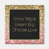 Goldene Rosa Glitzy Glitzer Sparkle Magnet (Vorne)