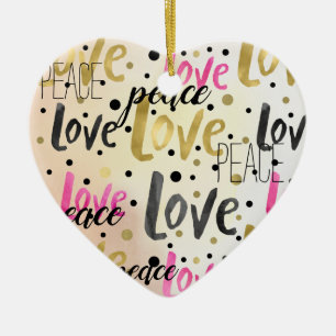 Goldene Rosa Liebe Confetti Frieden Keramik Ornament