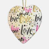 Goldene Rosa Liebe Confetti Frieden Keramik Ornament (Links)