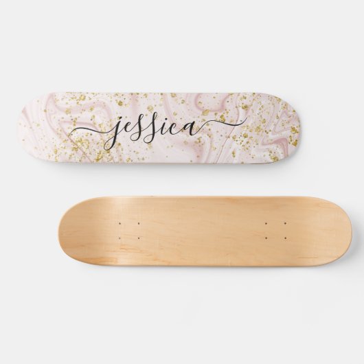 Goldene Rosa-Marmor-Glitzer Skateboard (Horizontal)