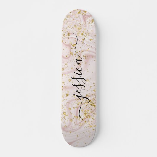 Goldene Rosa-Marmor-Glitzer Skateboard (Vorne)