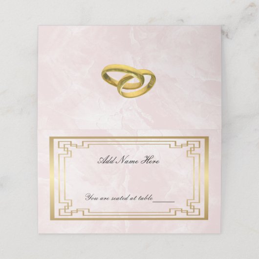 Goldene rosa Marmorplatte Platzkarte (Außenseite Aufgefaltet)