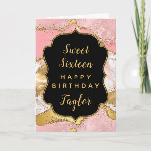 Goldene rosa Pailletten Achat Sweet 16 Alles Gute Karte