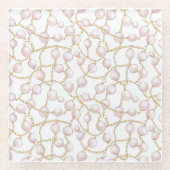 Goldene Rosa Perlen Glasuntersetzer (Vorderseite)