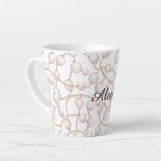 Goldene Rosa Perlen Milchtasse (Linke Ecke)