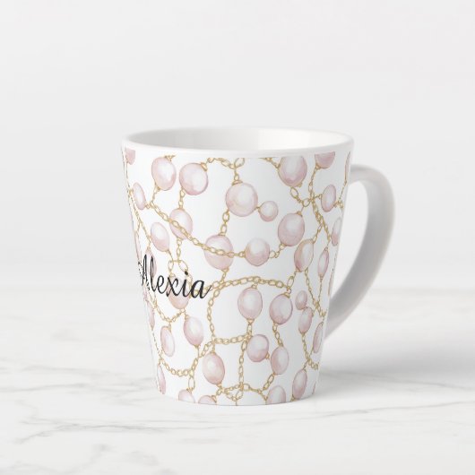 Goldene Rosa Perlen Milchtasse (Rechte Ecke)