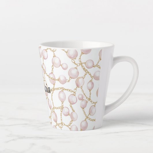 Goldene Rosa Perlen Milchtasse (Rechts)