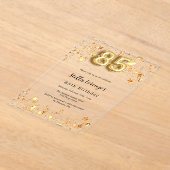 Goldene rosa Sterne zum 85. Geburtstag klar Acryleinladungen (Ablage )