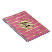 Goldene rosa Streifen Monogramm Name Notizblock (Rechte Seite)