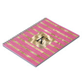 Goldene rosa Streifen Monogramm Name Notizblock (Linke Seite)