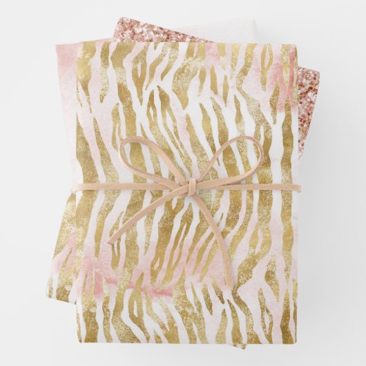 Goldene Rosa Zebra Print Geschenkpapier Set (Beispiel)