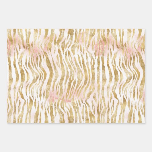 Goldene Rosa Zebra Print Geschenkpapier Set (Vorderseite)