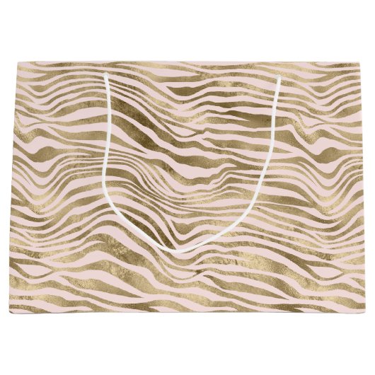 Goldene Rosa Zebra Print      Große Geschenktüte (Vorderseite)