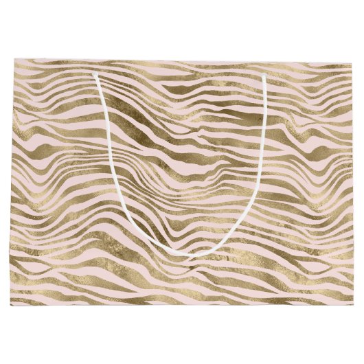 Goldene Rosa Zebra Print Große Geschenktüte (Rückseite)