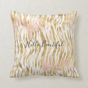 Goldene Rosa Zebra Print          Kissen