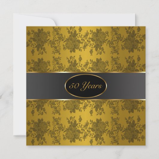 Goldene Rose 50. Hochzeitstag Einladung (Vorderseite)
