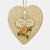 Goldene Rose 50. Hochzeitstag Keramikornament (Links)