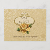 Goldene Rose 50 Jahre Jubiläum Save the Date Ankündigungspostkarte (Vorderseite)